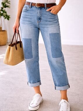 Levi’s Signature Boyfriend Jeans 14W32 Mid Rise Cropped Cuffed Stretch Denim Cas